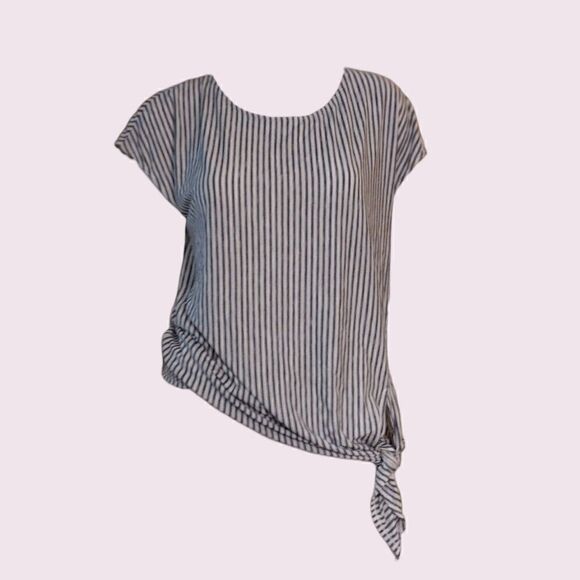 Max Studio Jersey Cap Sleeve Side Tie Top - Picture 2 of 5